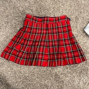 Girls Pleated Tartan Plaid Skirt